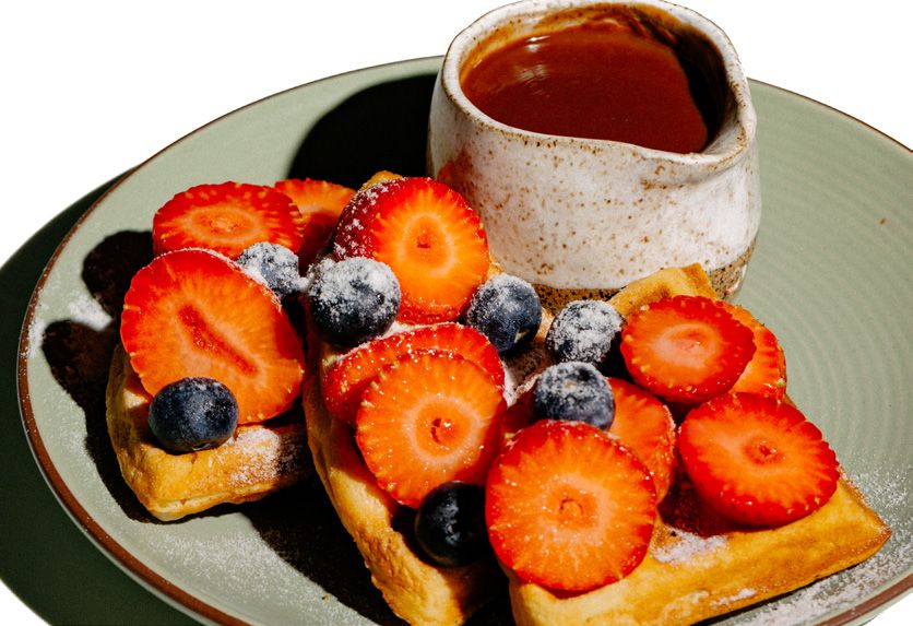Waffle com frutas vermelhas